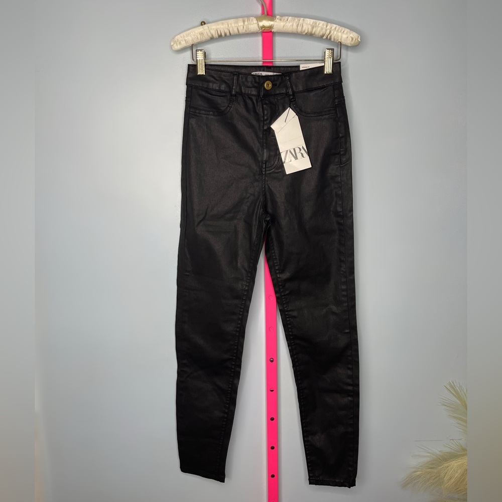 Zara Black Coated Jegging Fit Pants US 4